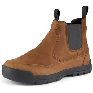 imageGrundns Cloud Cover Leather Boots  Waterproof Ankle Rain Boot Everyday Chelsea Boots Durable Safety Toe Non Slip Work ShoeOak Brown