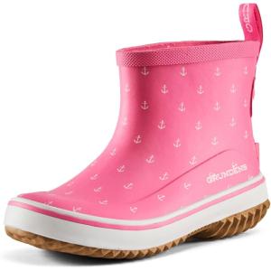 imageGrundns Kids Guppy Rain Boots  Lightweight Rubber Waterproof Kids and Toddlers Shoes EasyOn Loop Girls Rain Boots and Boys Rain BootsPink Anchor Print