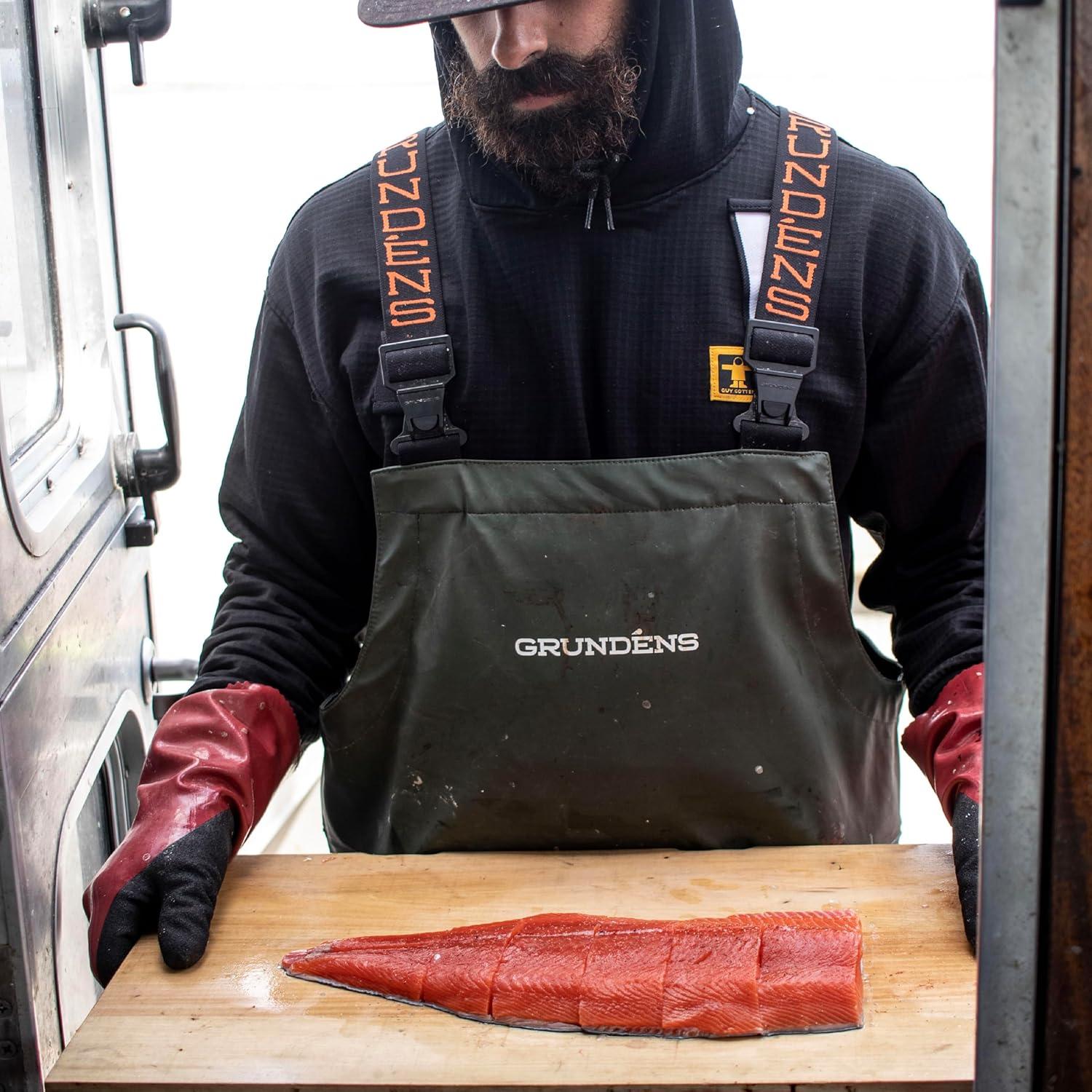 imageGrundns Mens Neptune Commercial Fishing Bib Pants Waterproof AdjustableGreen